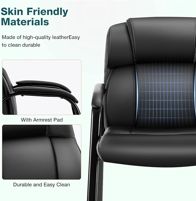 OLIXIS Waiting Room Chairs Set of 8, Leather Office Desk Reception Guest Stationary Side Chair with Padded Arms for Home Conference Lobby Area Meeting Church Medical Clinic Elderly Student