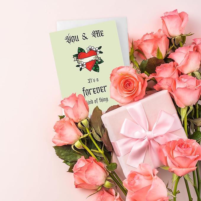 ALY LOU Funny Anniversary Card for Her Him/Husband Boyfriend/Girlfriend Wife/Sarcastic Birthday Greeting Card (You and me, it’s a forever kind of thing (Tattoo))