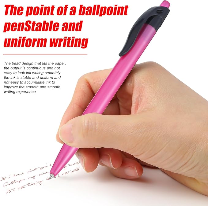 Retractable Red Ballpoint Pen for Smooth Writing 1.0mm Medium Pack of 50, Click pens with Comfort grip, Idea for Journaling, Planner, Note Taking Office School Supplies