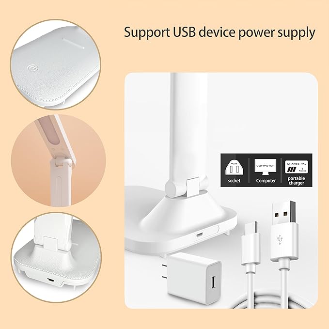 Led Desk Lamp Dimmable Desk Light Reading Lamp 3 Lighting Modes, Eye Protection Desk Lamp Desk Accessories, Study Desk Lamp Equipped USB Charger Suitable for Home Office is for Gift Giving