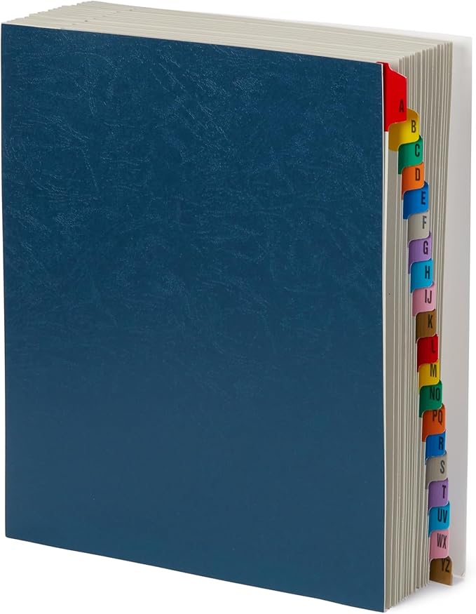 Blue Summit Expanding Desk File Sorter Organizer, Alphabetical File Organizer, Desk Sorter, Letter Size, 26 Dividers for A-Z Accordion File Organizer