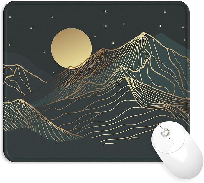 eulps Mouse Pad with Stitched Edge, Multiple Patterns Computer Mouse Pads with Non-Slip Rubber Base, Washable Cloth Mousepad, for Gaming, Laptop, PC (Lunar Peaks)