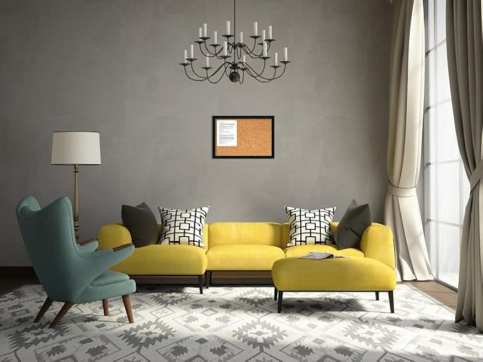 Amanti Art Natural Cork Board for Wall, 18x26 Vision Board with Black Wood Frame, Medium Corkboard Office Decor for Home Organization, Modern Contemporary Corkboard Pinboard to display items for home