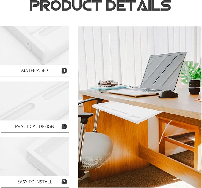 jojofuny 1 Set of Keyboard Tray Under Desk, Keyboard Sliding Tray Under Desk, Keyboard Drawer Slide Tray, Keyboard Shelf, for Home and Office