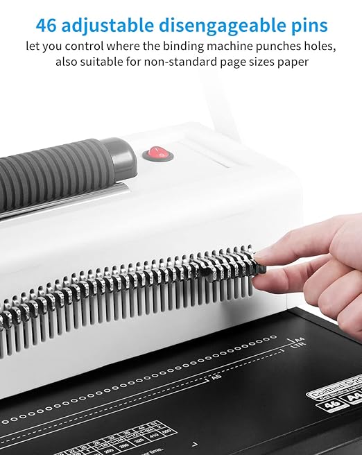 MAKEASY Spiral Coil Binding Machine with 46 Fully Disengaging Pins - Electric Coil Inserter - Adjustable Side Margin, Comes with Free 1 Box Coil Spines & Plier, 20 Sheet Punch Capacity