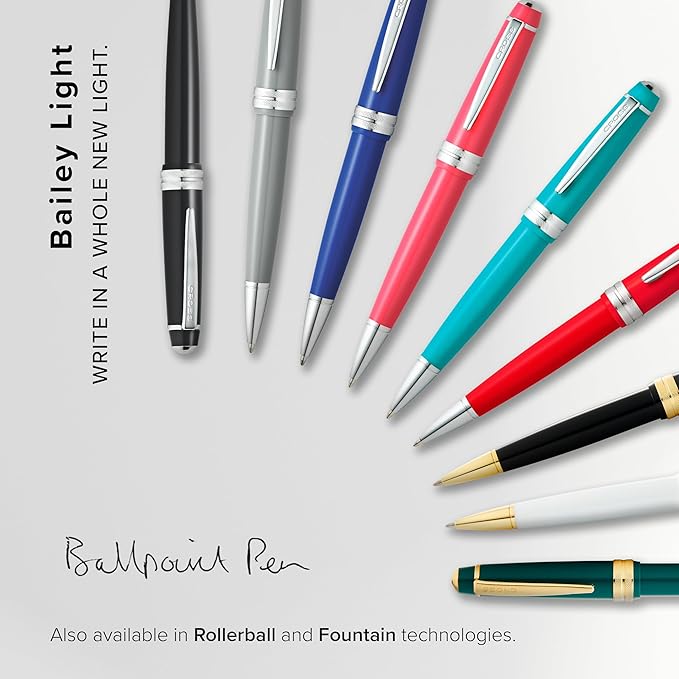 Cross Bailey Light Refillable Ballpoint Pen Presented in a Everyday Gift Box - Medium Point, Black Ink, Polished Green