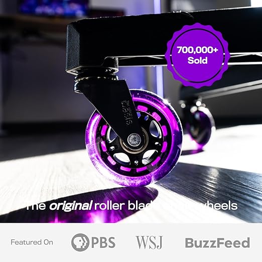 The Original Roller Style Office Chair Wheels (As Seen On PBS) - Incredibly Smooth & Quiet Rolling Casters - Safe for Hardwood Floors & Carpet - Easy Install with Universal Fit - Set of 5 - Purple