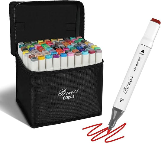 Alcohol Markers Brush Tip: Double Tipped Art Marker, 80 Count, suitable for Adults Artists Painting, Coloring Drawing Sketching, Multicolor