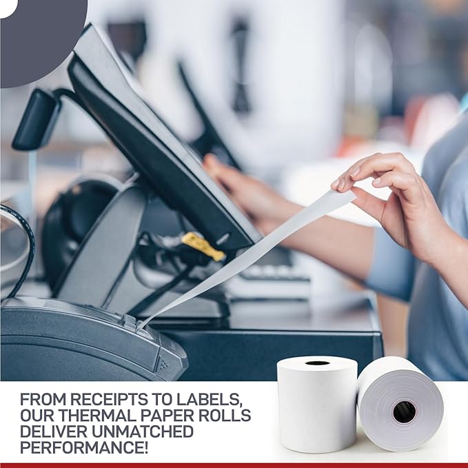 Clover Flex Receipt Paper - 50 Thermal Paper Rolls - 2 1/4'’ x 50’ - BPA Free - 55 GSM - Cash Register Receipt Paper for Clover Flex C401, C403, C405 and C406 POS Machines