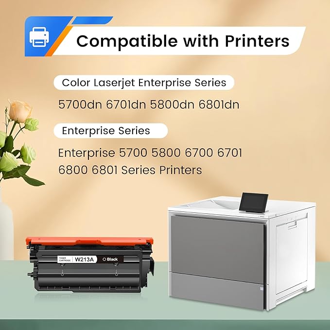 Compatible 213A W2130A Black Toner Cartridge Replacement for HP 213 A 213Y 213X W2130A Toner Work for 5700 6700 6701 MFP 5800 MFP 6800 MFP 6801 Printers (1-Pack, Black)
