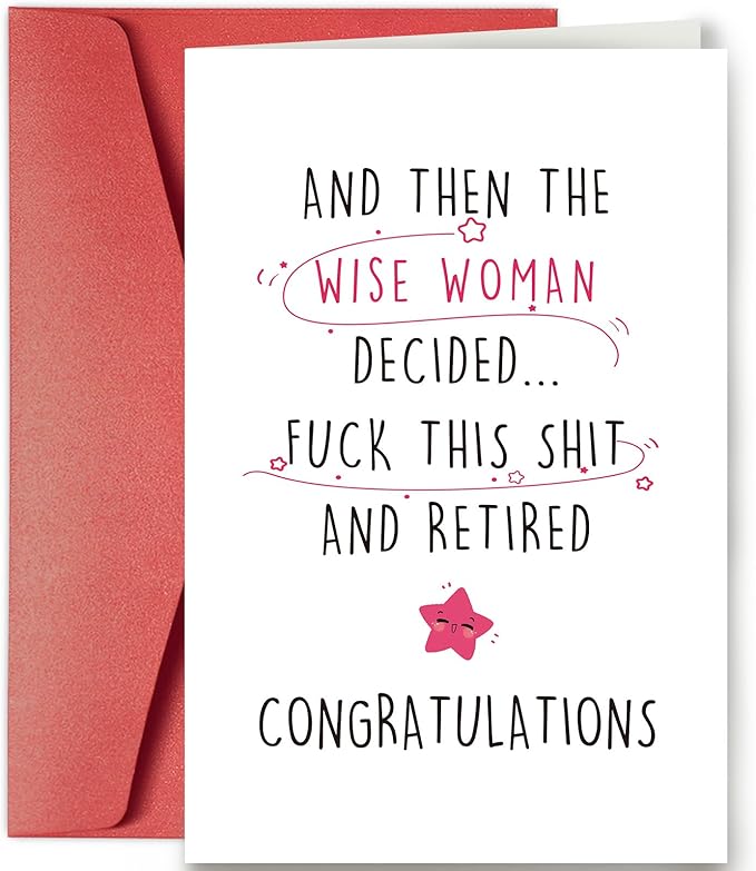SuperShunhu Funny Retirement Card for Women, Colleague Leaving Work Card, Retiring Card Gift for Coworker, Humor Happy Retirement Card, The Wise Women Retired Congratulation Card