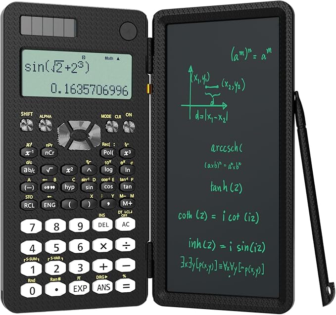 Scientific Calculator for Students, 82MS Foldable Science Calculator with Notepad Solar Energy Science Calculators for Middle and High School Supplies (82MS Black)