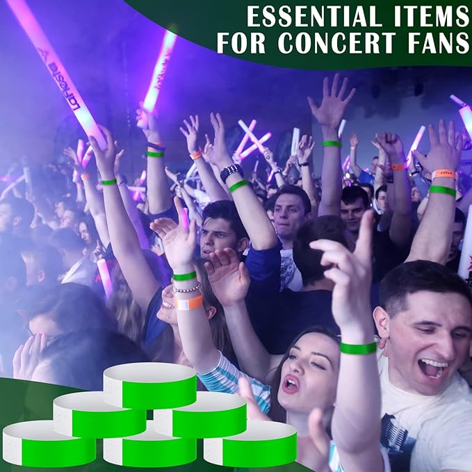 600 Packs Paper Wristbands for Events Neon Party Wristbands Colored Waterproof Paper Club Arm Bands Lightweight Identification for Concert Bar Entrance Admission(Green)
