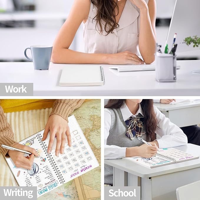 AHGXG Graph Paper Notebook - Spiral Notebook 8.5" x 11", A4 Large Graph Notebook, 100 gsm Thick Grid Paper, Waterproof Plastic Cover Journals for School Writing Engineering Math, Transparent