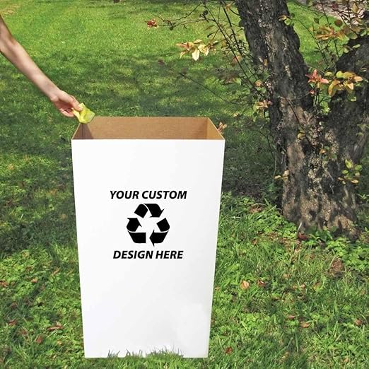 VictoryStore 22.3 gallons Cardboard Trash Bin, Reusable, Recyclable and Disposable Trash Cans, Sturdy Cardboard Medium Size (Blank, 6-Pack)