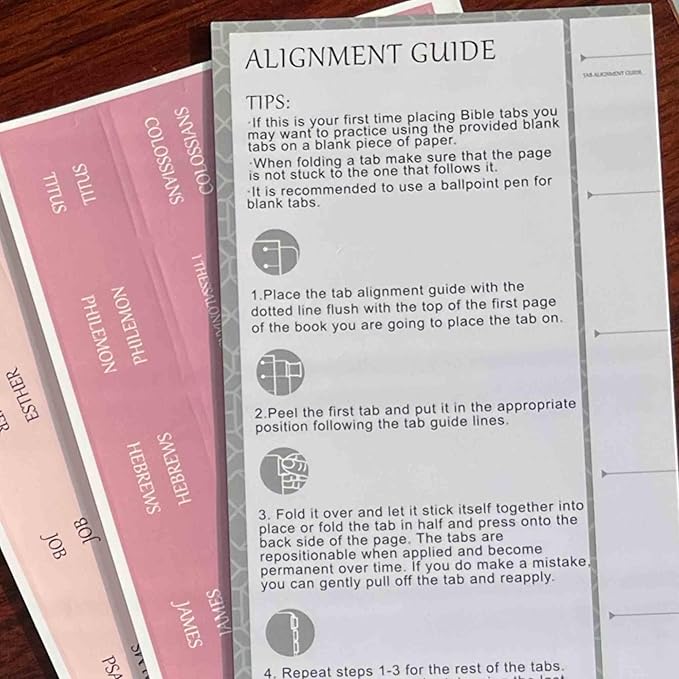Thinkor Reposition Bible Tabs, Large Print Lanimated Stickers, Easy to Read and Apply Bible Tabs for Women and Man (Four Pink)