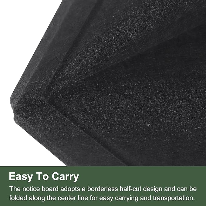 YOKIVE Felt Bulletin Board, 47 x 31.5 -Inch Foldable Decorative Pin Board Self Adhesive Felt Cork Board with 20 Pushpins, Great for Wall, Photo Display, Paste Note, Schedule(Black)