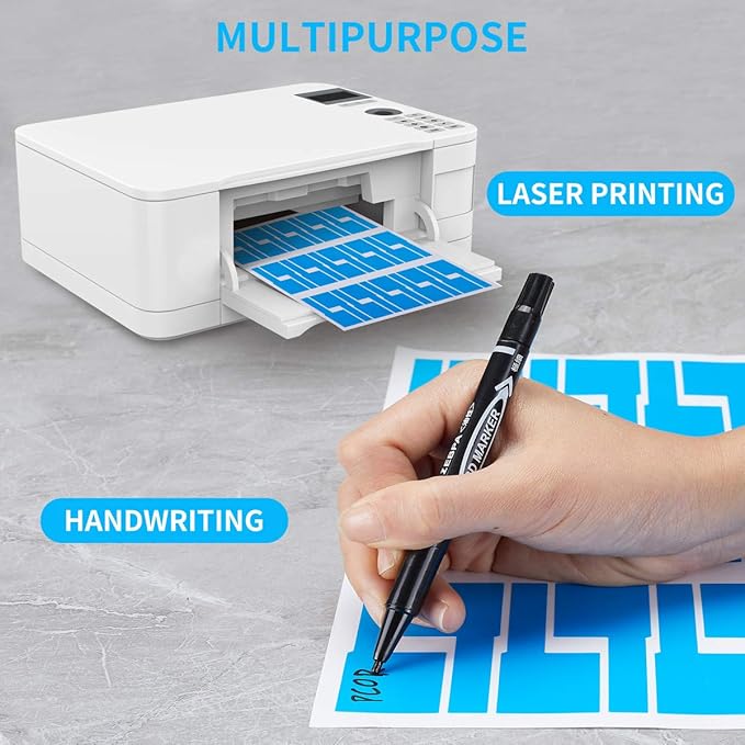 600 Cable Labels, JIQEZNL 20 Sheets Waterproof Cord Label for Electronics, 10 Colors Printable Wire Labeling Tags for Ethernet and Network, Write on Labels for Cable Organize