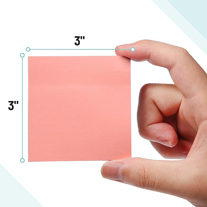 Mr. Pen- Sticky Notes, 3”x3”, 12 Pads, 600 Sheets, Macaroon Colors Sticky Notes, Sticky Note, Self-Stick Note Pads, Back to School Supplies
