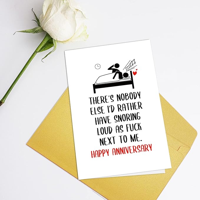 Funny Anniversary Card for Husband Wife, Humorous Snoring Anniversary Card, Cute Anniversary Card for Him Her