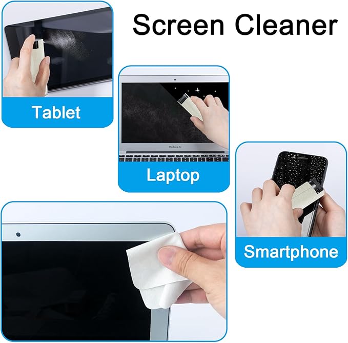 walrfid Car Screen Cleaner Spray, Electronic Touchscreen Mist Cleaning Brush Kit for TV, Laptop, iPad, iPhone, Cellphone, MacBook Pro, Tablet, PC, Computer, Monitor, LCD Screens, Eyeglasses - Cream