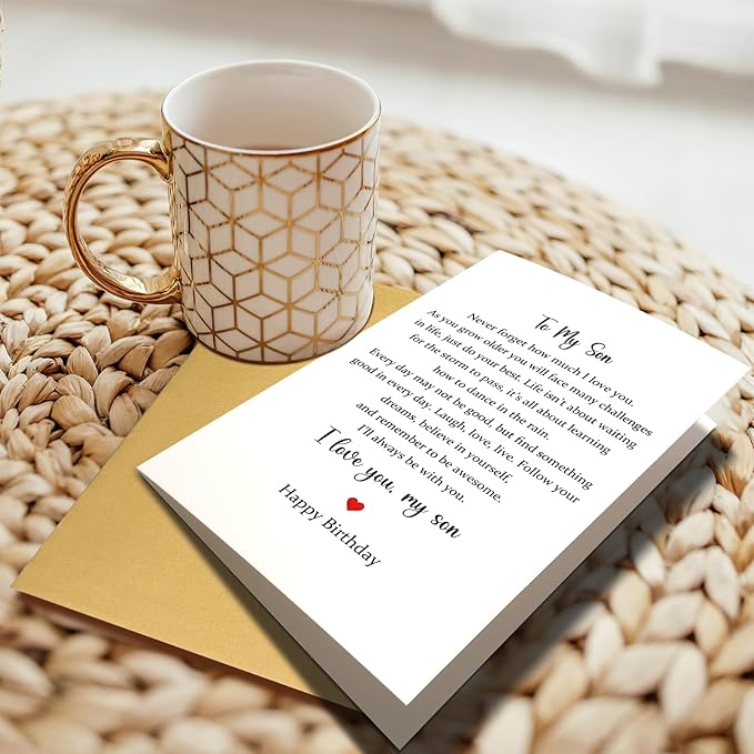 Chenive Sentimental Poem Birthday Card for Son, To My Son How Much I Love You