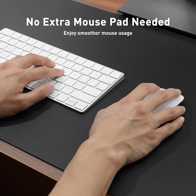 Aothia Leather Desk Pad Protector, Mouse Pad, Office Desk Mat, Non-Slip PU Leather Desk Blotter, Laptop Desk Pad, Waterproof Desk Writing Pad for Office and Home (Black,23.6" x 13.7")