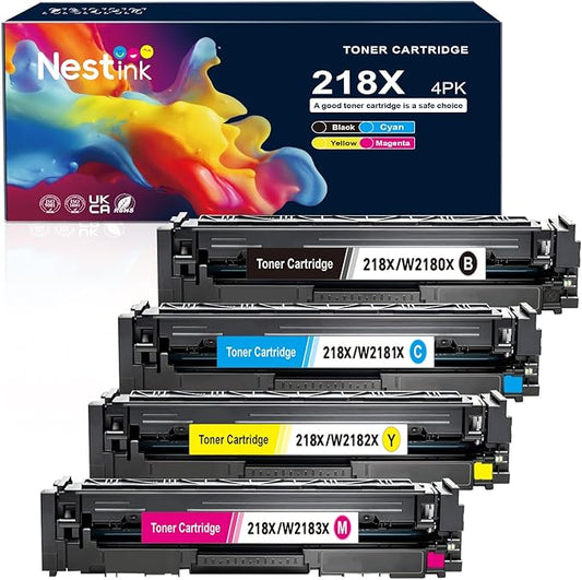 218X High Yield Toner Cartridge (with Chip) Replacement for HP 218X/218A to Compatible with HP Color Laser Jet Pro 3201dw MFP 3301cdw MFP 3301fdw MFP 3301sdw W2180 W2181 W2182 W2183 (4 BK/Y/C/M)