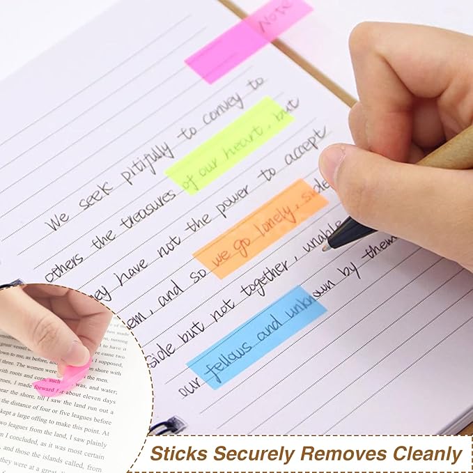 KICNIC Page Markers Colored Sticky Tabs 3200 Pcs, Translucent Arrow Flags for Page Marking, Fluorescent Index Tab Stickers for Notebooks, Small Sticky Notes Flags [8 Colors, 16 Sets]