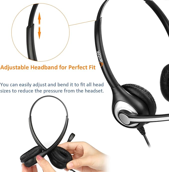 Wantek Office Phone Headset, 2.5mm Telephone Headset with Mic Noise Canceling Compatible with Cordless Phones Panasonic AT&T ML17929 Vtech RCA Cisco SPA Polycom Uniden Grandstream Clarity(A602F)