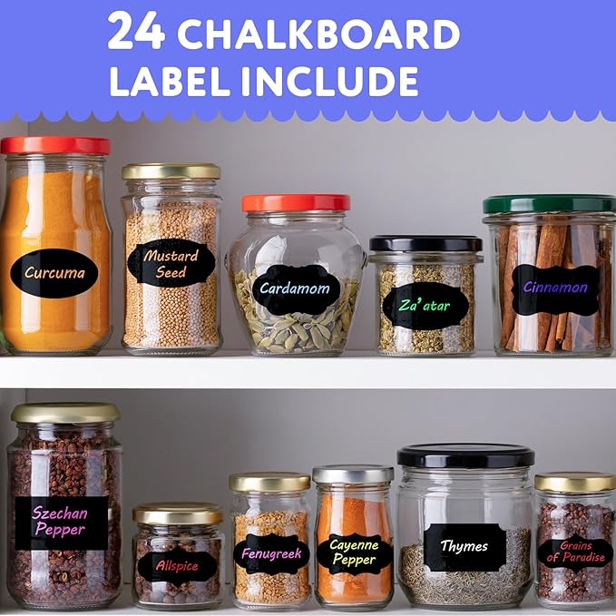 TFIVE White Chalk Markers - Dry & Wet Erase Marker Pens for Chalkboards, Signs, Windows, Blackboard, Glass, Mirrors, Liquid chalkboard markers with Reversible Tip and 24 Labels(8 Pack)