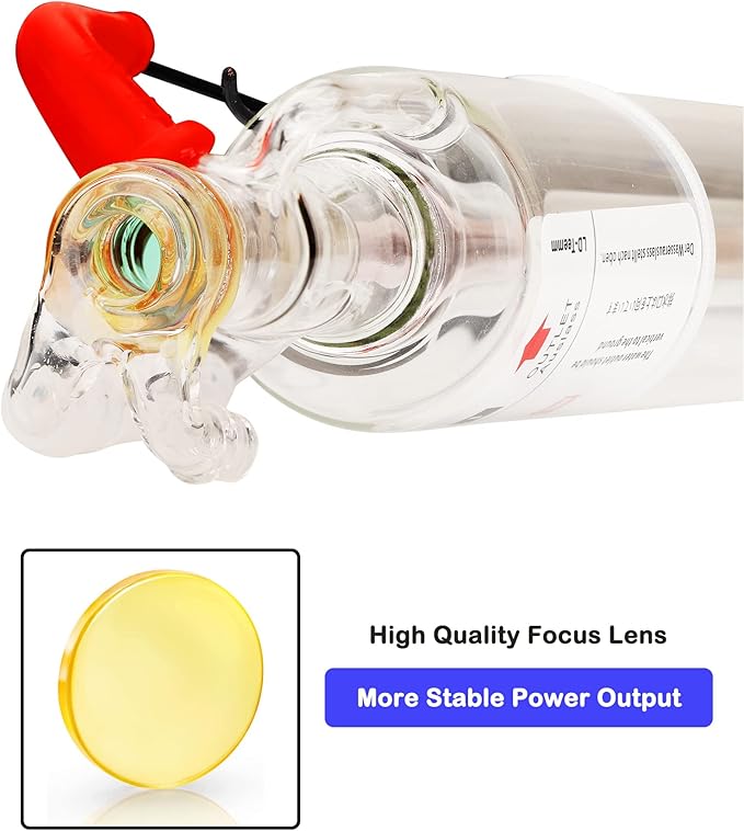 LD-Teemm CO2 Laser Tube, 30W CO2 Laser Tube with Coating 30 watt Length 600mm Dia. 50mm, Wire Pre-Connected for CO2 Laser Cutter Laser Engraving Cutting Machine