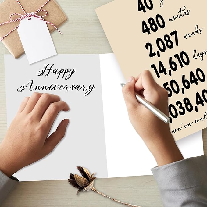 YiKaLus Classic 40th Wedding Anniversary Card Gifts for Husband Wife, Large 40th Aday Gifts for Mom Dad, Happy 40 Years Anniversary Decorations for Couples Him Her