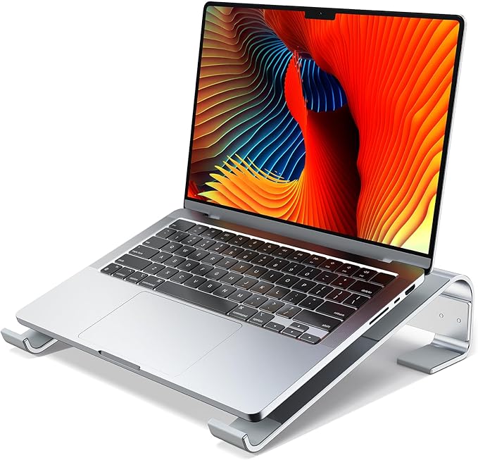 Laptop Stand for Desk, Aluminum Laptop Cooling Stand, Ergonomic Computer Stand for Laptop, Laptop Riser Compatible with for MacBook Pro/Air, Dell, HP, Lenovo, 10-17.3'', Silver