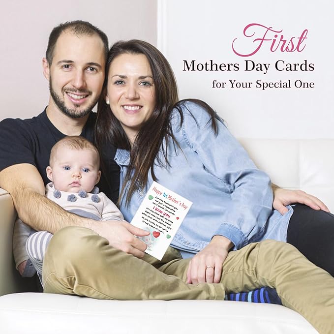 FaCraft Happy First Mothers Day Card - for New Mom First Time Mom from Bump Baby Boy Girl, Happy 1st Mothers Day Gift Card with Envelope