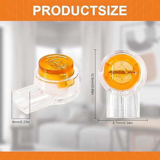 200pcs K1 Telephone Wire Splice Connector Waterproof UY Gel Filled Wire Button Connector Orange Clear Phone Splice Network Cable Terminals