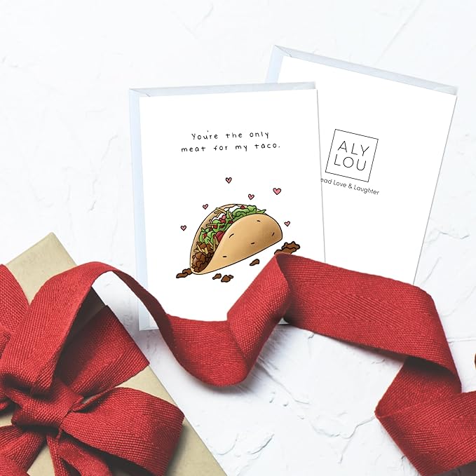 ALY LOU Naughty Anniversary Card, Mexican Anniversary for Boyfriend Husband, Funny Birthday for Him Her, Sarcastic Adult for Wife Girlfriend, Dirty Greeting Card (Meat For My Taco)