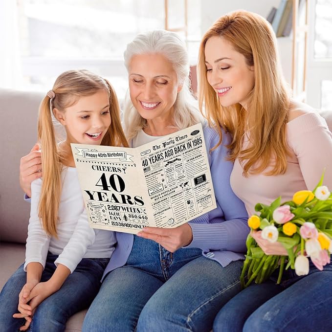 40th Birthday Card, 40th Birthday Gifts Women Men, 40th Birthday Decorations for Him Her, Back in 1985 Birthday Card