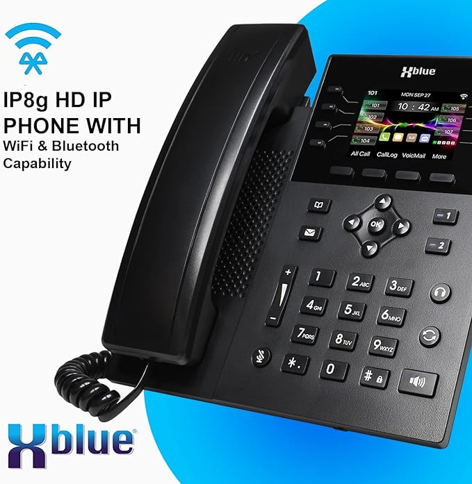 XBLUE QB2 System Bundle with 6 IP8g IP Phones Including Auto Attendant, Voicemail, Cell & Remote Phone Extensions & Call Recording