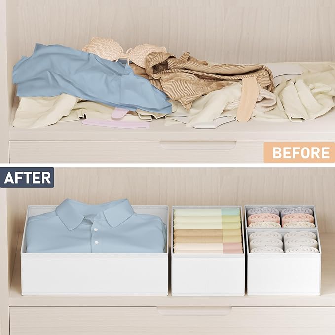 DIMJ Drawer Organizer Clothes Storage - 24 Pack Baby Dresser Organizer for Nursery, Small Fabric Closet Drawer Organizer Bins for Underwears Socks, Foldable Storage Dividers Organization for Bedroom