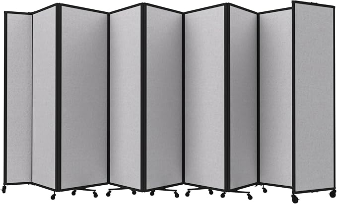 Versare Room Divider 360 Portable Wall Partition | Folding Panels | Large Freestanding Divider | Locking Wheels | Temporary Room Separator