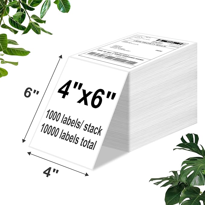 4 x 6 Fanfold Label, 10000 Thermal Shipping Labels for FedEx Shipping Label (10 Stack- 10000 Labels)
