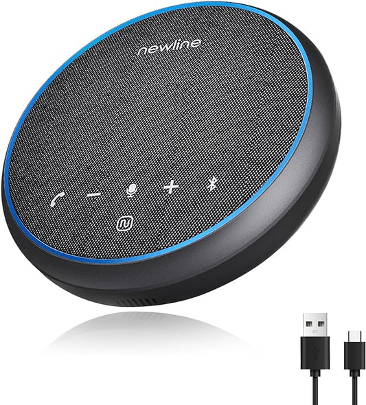 Conference Speaker and Microphone, Bluetooth Speaker with Microphone, 360° Voice Pickup, AI Noise Reduction, Dual Connectivity, USB C Conference Room Microphone for Meetings, NewPie