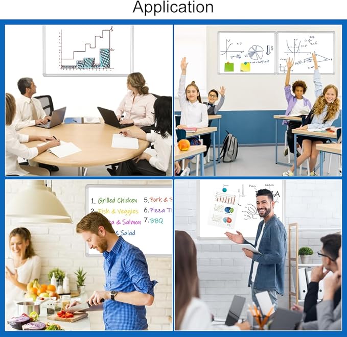 DEVELOP 12x18 Inch Magnetic Dry Erase Board with Detachable Tray, Wall Mountable Small Whiteboard for Office, Kitchen, Classroom - Silver Aluminum Frame, Hanging Hardware Included