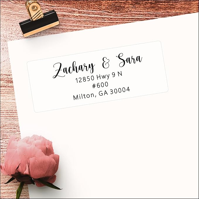 White Address Labels - Personalized Return Address Labels, Mailing and Shipping Stickers for Envelopes, Packages, Business, Home Use (Chic Script)