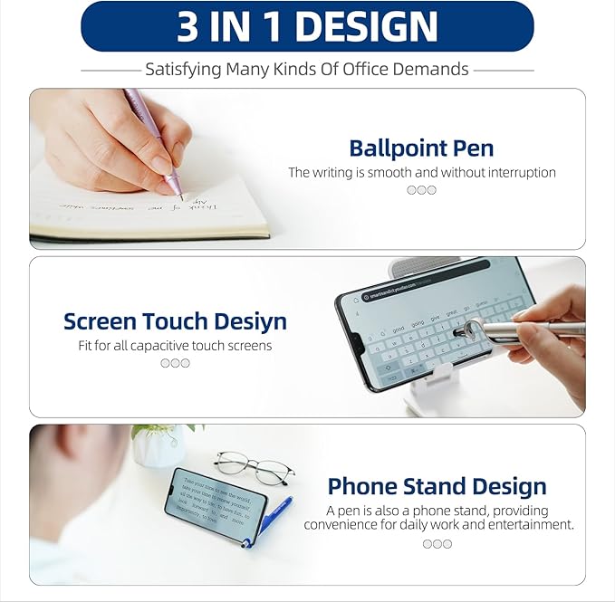 50 Pcs Inspirational Pens Batch, Motivational Ballpoint Pen with Writing Touch Screen And Mobile Phone Stand 3-in-1, Black Ink Office Encouraging Quotes, Office School Supplies Inspirational Gifts