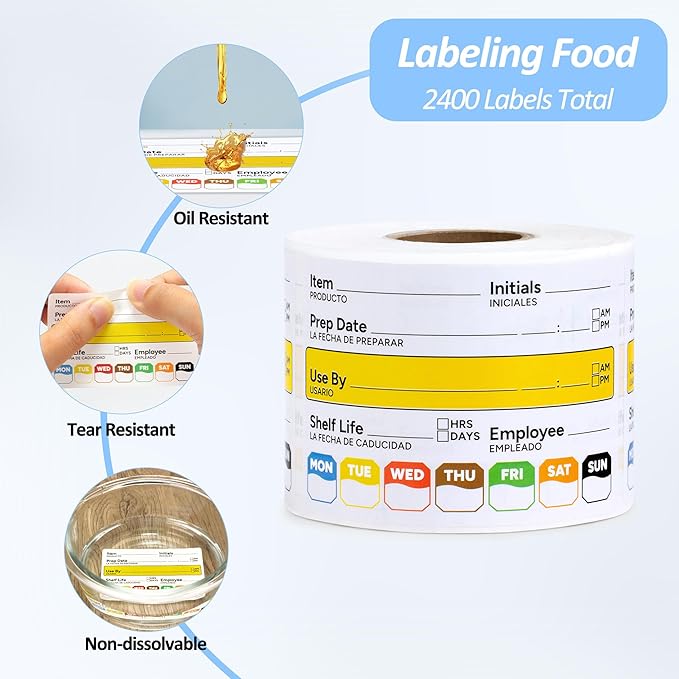 Restaurant Quality Shelf Life Food Rotation Labels, 2” x 3” Self-Adhesive Removable Freezer Food Labels Stickers, Perfect for Reusable Containers, Easy to Remove, Food Safety Date Sticker (8 PCS)