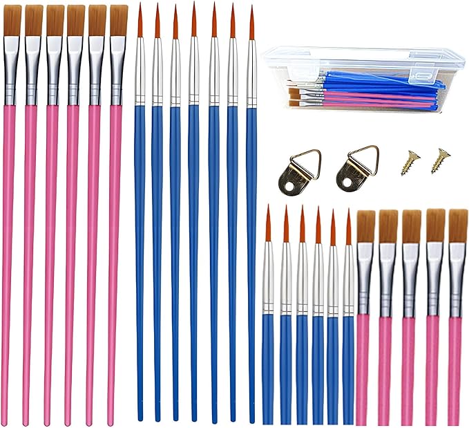 50Pcs Drawing Pen Set, Loose Brush Washable Art Brush, Suitable for Students, classrooms and Handicraft Painting, Graffiti, Watercolor Painting and face Painting Blue-50pcs（Mix）