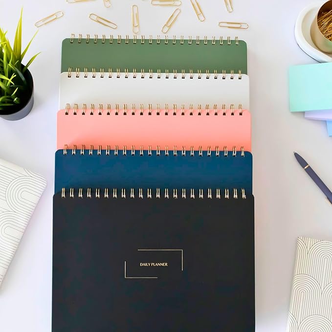 Undated Daily Planner | 8.25” x 11.75” Work To-Do Notebook | ADHD Academic Organizer | Multi-Layout | Men and Women Planner | College Supplies | Black | Landscape Layout