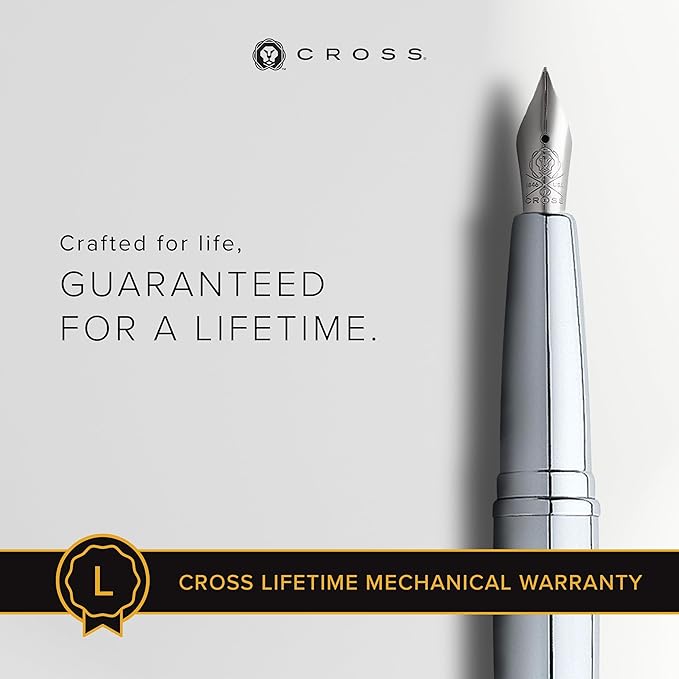 Cross ATX Refillable Fountain Presented in a Luxury Gift Box - Medium Point, Black Ink, Pure Chrome